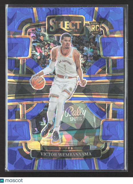 2023-24 Panini Select Concourse Victor Wembanyama #87 Blue Cracked Ice Prizm RC