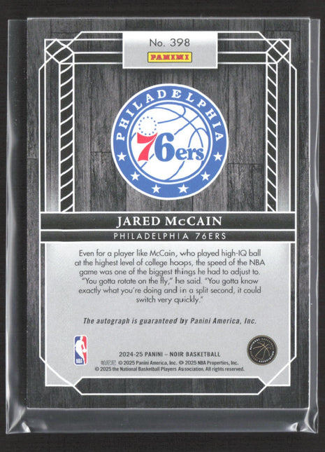 2024-25 Panini Noir Auto Jared McCain #398 /99 (RC)