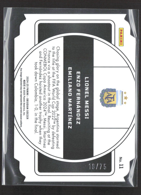2024-25 Obsidian Nucleus Lionel Messi Enzo Fernandez Emiliano Martinez /75 #11