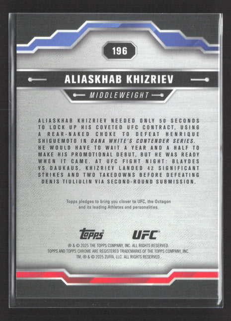 2025 Topps Chrome UFC - Aliaskhab Khizriev #196 Gold Refractor /50