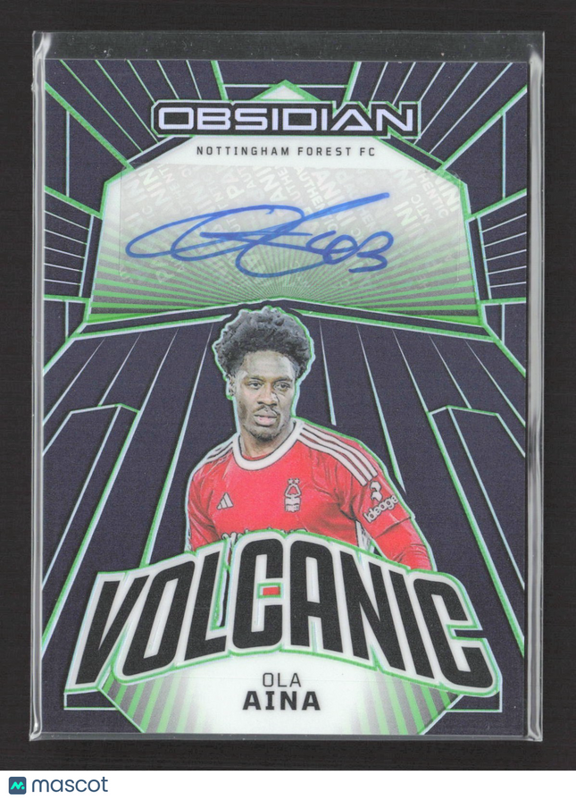 2023-24 Panini Obsidian Volcanic Signatures Ola Aina #VS-OA Electric Etch Green