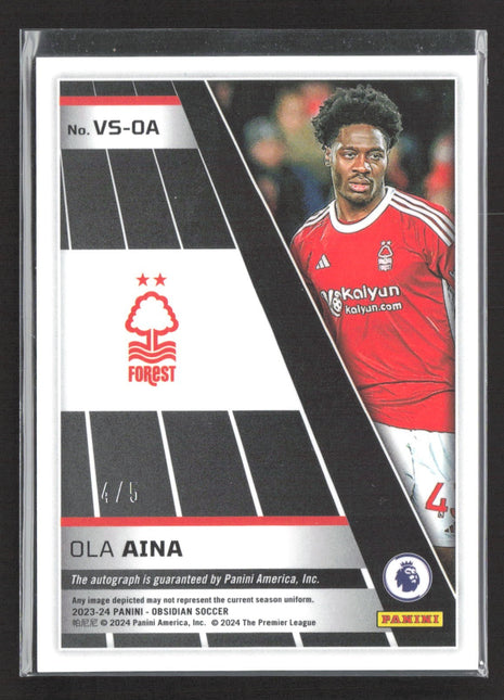 2023-24 Panini Obsidian Volcanic Signatures Ola Aina #VS-OA Electric Etch Green