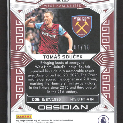 2023-24 Panini Obsidian - Tomas Soucek #127 Electric Etch Red /10