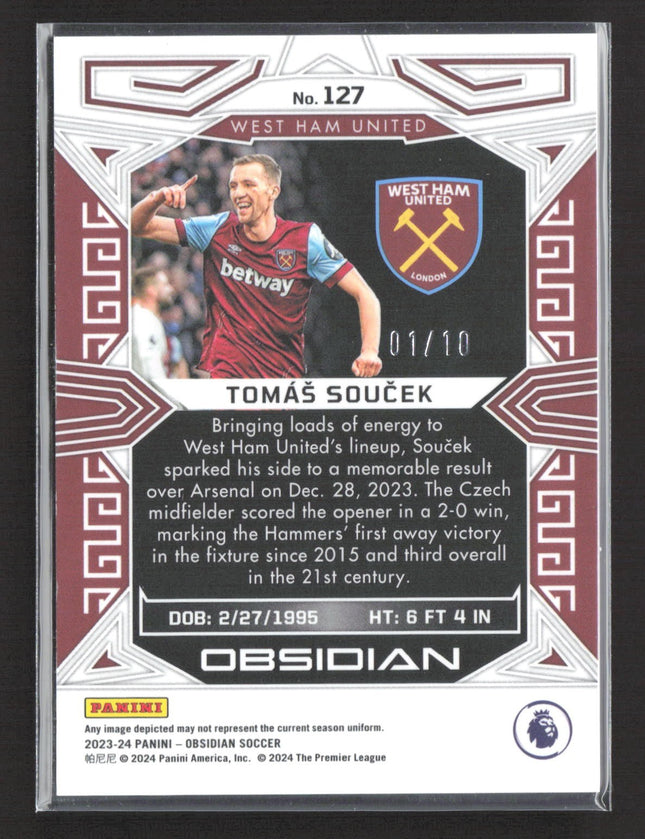 2023-24 Panini Obsidian - Tomas Soucek #127 Electric Etch Red /10