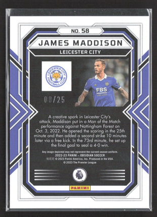 2022-23 Panini Obsidian - James Maddison #58 Electric Etch Purple Flood /25