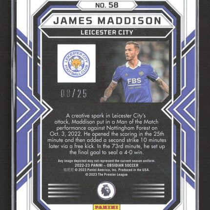 2022-23 Panini Obsidian - James Maddison #58 Electric Etch Purple Flood /25