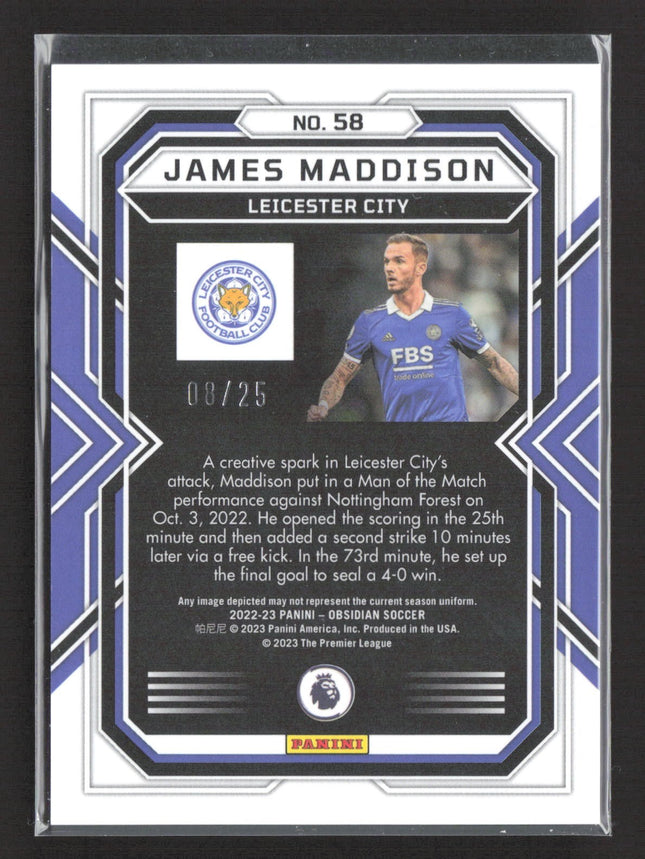2022-23 Panini Obsidian - James Maddison #58 Electric Etch Purple Flood /25