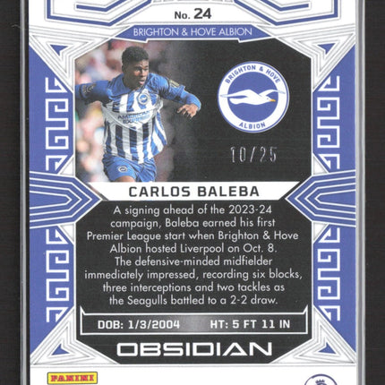 2023-24 Panini Obsidian - Carlos Baleba #24 Electric Etch Purple Flood /25 (RC)
