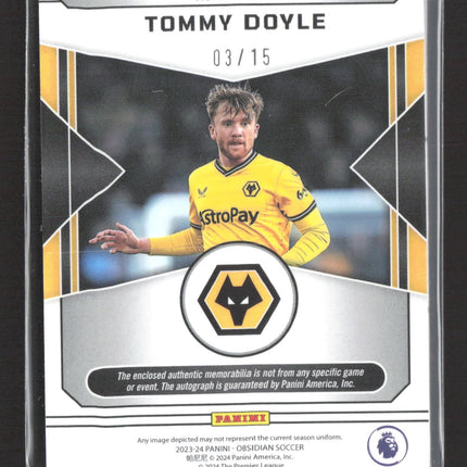 2023-24 Panini Obsidian Jersey Auto Tommy Doyle #JA-TD Electric Etch Red /15