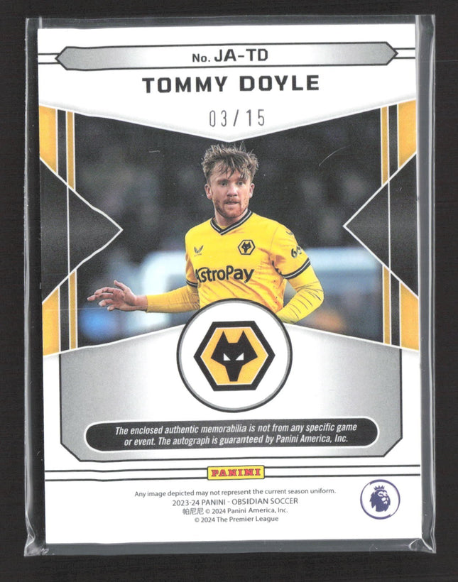 2023-24 Panini Obsidian Jersey Auto Tommy Doyle #JA-TD Electric Etch Red /15