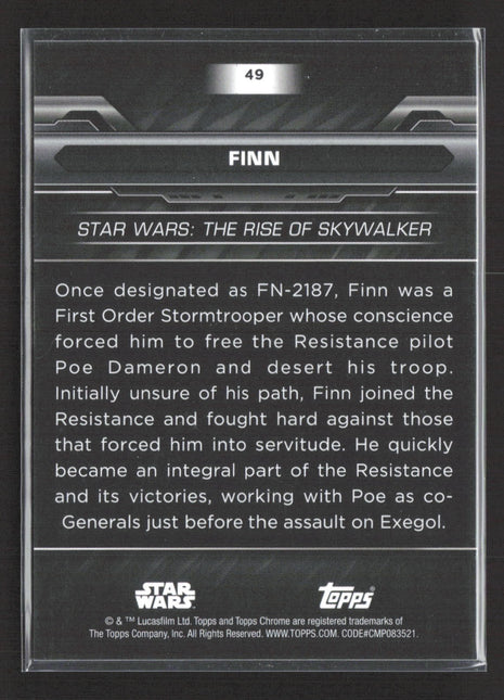 Star Wars Topps Chrome Black FInn /99 #49
