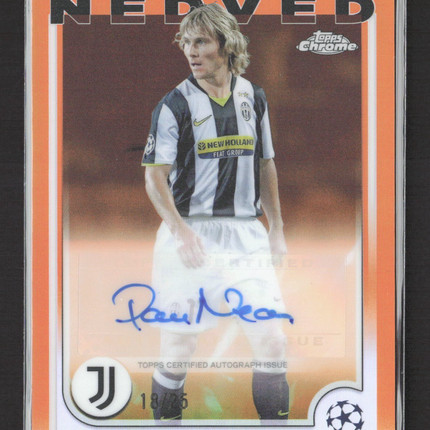 2024-25 Topps Chrome Pavel Nedved Orange Refractor Auto /25 #CA-PN