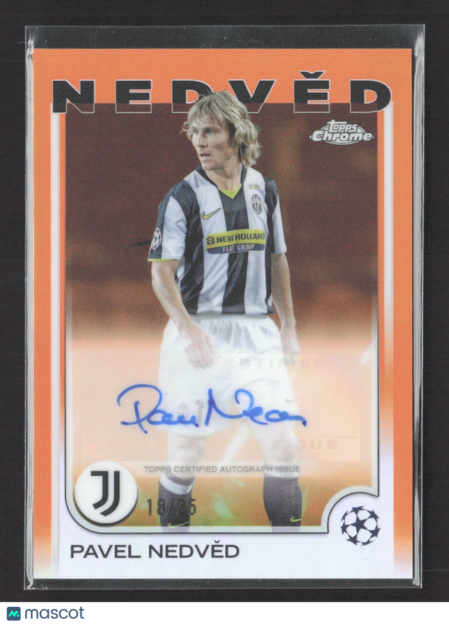 2024-25 Topps Chrome Pavel Nedved Orange Refractor Auto /25 #CA-PN