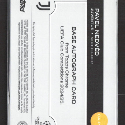 2024-25 Topps Chrome Pavel Nedved Orange Refractor Auto /25 #CA-PN