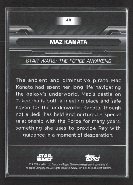 Topps Chrome Black Star Wars Maz Kanata Orange Refractor /25 #48