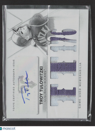 2015 Topps Triple Threads Troy Tulowitzki #TTAR-TT2 White Whale 1/1 Patch Auto