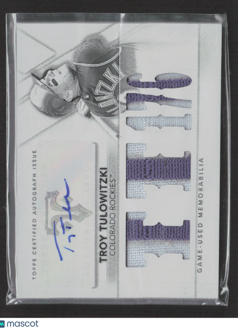 2015 Topps Triple Threads Troy Tulowitzki #TTAR-TT2 White Whale 1/1 Patch Auto