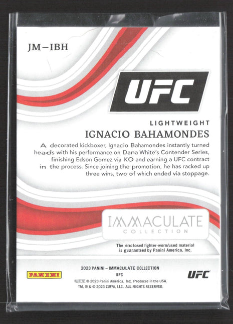 2023 Panini Immaculate UFC Ignacio Bahamondes Jumbo Relic Gold /10 Rc