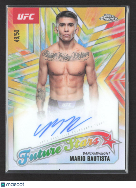 2025 Topps Chrome UFC Future Star Auto Mario Bautista #FSA-MB Gold Refractor /50