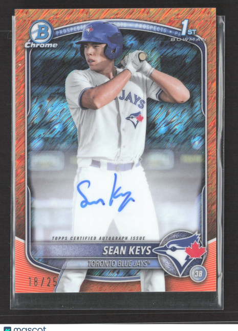 2025 Bowman Chrome Auto Sean Keys #CPA-SK Orange Shimmer Refractor /25