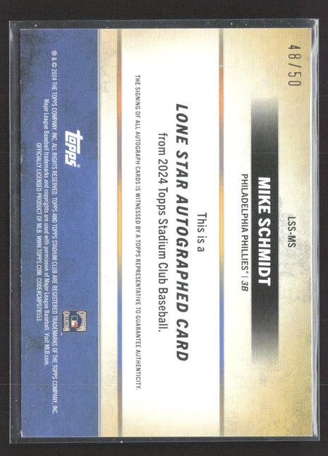 2024 Topps Stadium Club - Lone Star Signatures Mike Schmidt #LSS-MS Auto