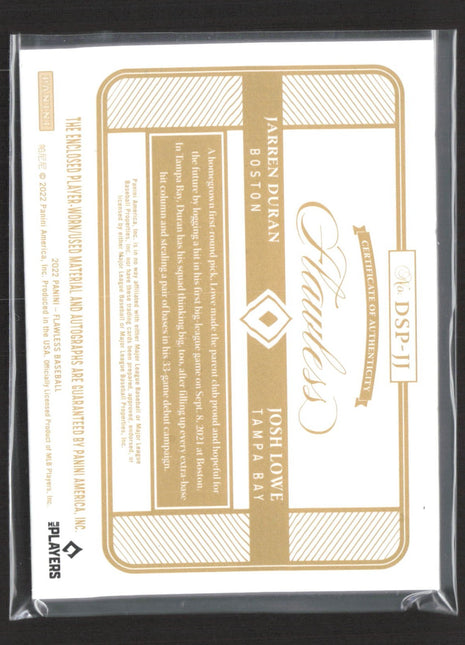 2022 Panini Flawless Dual Auto Patch Jarren Duran Josh Lowe #DSP-8 /25