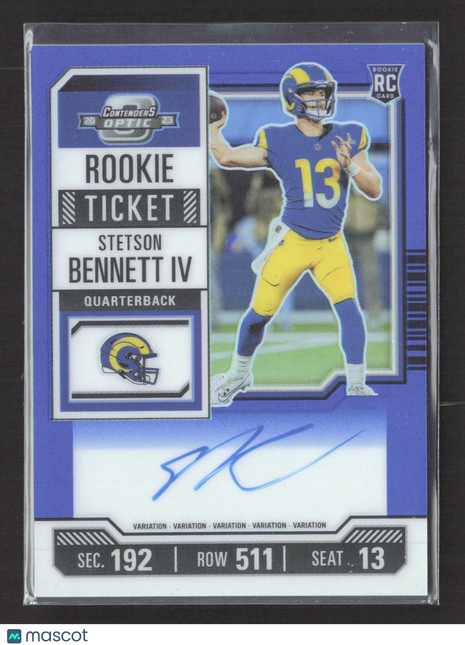 2023 Contenders Optic Rookie Ticket RPS Auto Stetson Bennett #133 Blue Prizm /75