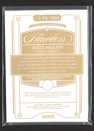 2022 Panini Flawless - Patch Auto Matt McLain #PA-MM Sapphire /10