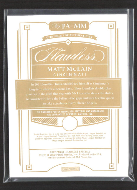 2022 Panini Flawless - Patch Auto Matt McLain #PA-MM Sapphire /10