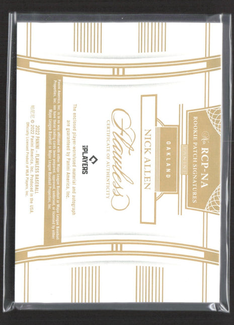 2022 Panini Flawless Rookie Patch Auto Nick Allen #RCP-NA Silver /15