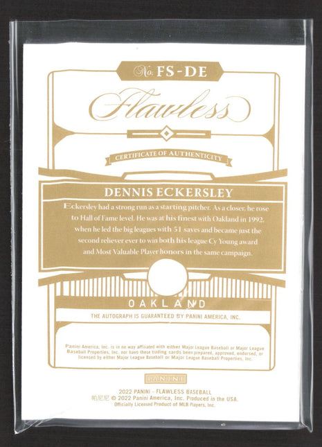2022 Panini Flawless - Flawless Signatures Dennis Eckersley #FS-DE Ruby /20 Auto