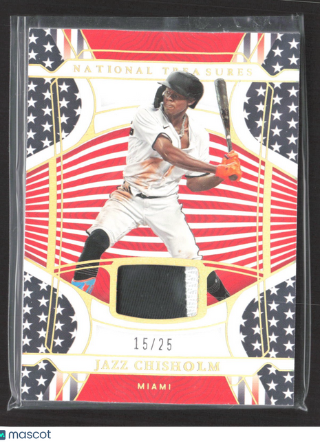 2022 Panini National Treasures Red White & Blue Materials Jazz Chisholm Gold /25