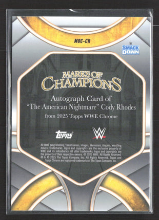 2025 Topps Chrome WWE Marks of Champions Auto Cody Rhodes Blue Refractor /150