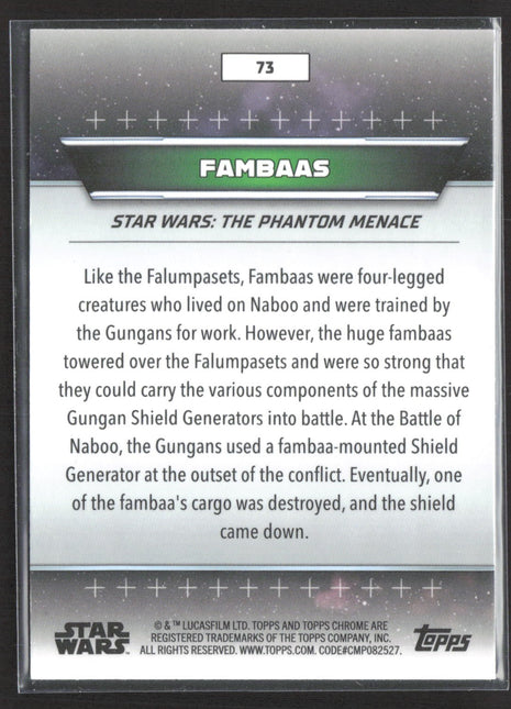 Star Wars Topps Chrome Naboo Fambaas Pulsar Refractor /99 #73