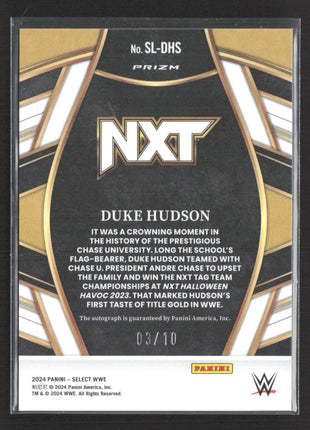 2024 Panini Select WWE - Signature Selections Duke Hudson #SL-DHS Gold Auto /10