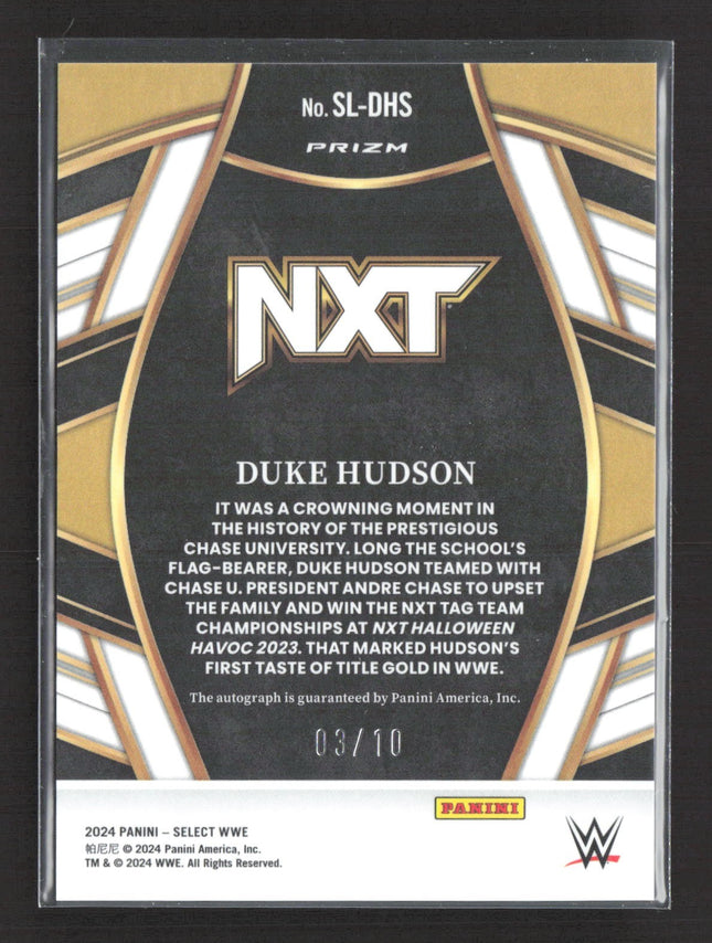 2024 Panini Select WWE - Signature Selections Duke Hudson #SL-DHS Gold Auto /10