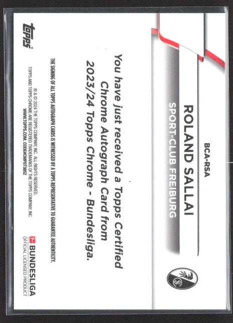 2023-24 Topps Chrome Auto Roland Sallai #BCA-RSA Pink Refractor /75