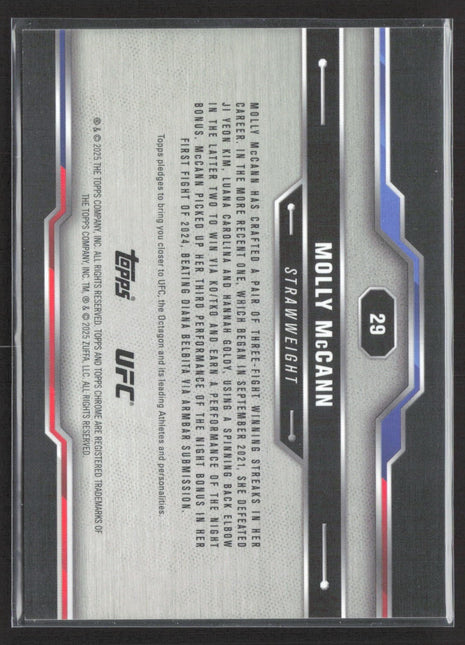 2025 Topps Chrome UFC Sapphire Molly McCann #29 Padparadscha 1/1