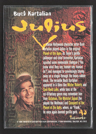 1999 Inkworks Planet of the Apes Archives Buck Kartalian as Julius Auto #A5