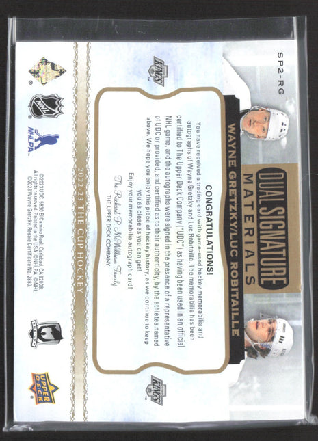 2023 UD The Cup Dual Signature Wayne Gretzky Luc Robitaille Patch Auto /5