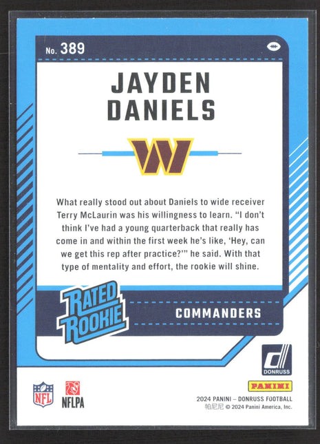 2024 Panini Donruss - Rated Rookie Jayden Daniels #389 (RC)
