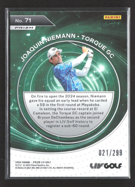 2024 Panini Prizm LIV Captains Joaquin Nieman Saprkle /299 #71