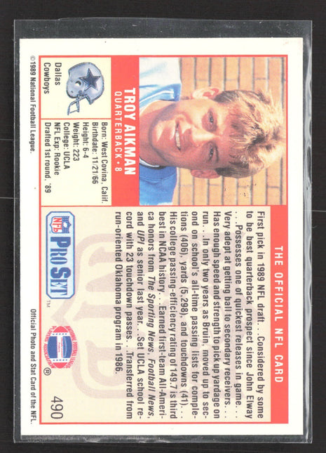 1989 Pro Set - Troy Aikman #490 (RC)