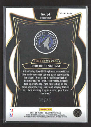 2024-25 Panini Select - Concourse Robert Dillingham #84 Blue Wave /75 Rc