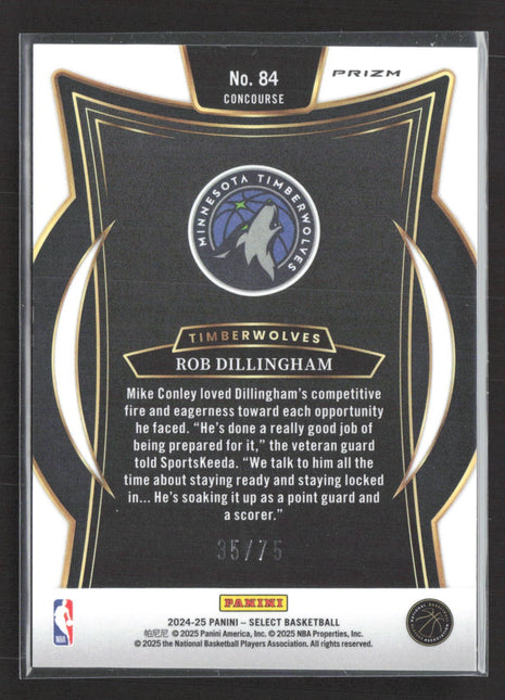 2024-25 Panini Select - Concourse Robert Dillingham #84 Blue Wave /75 Rc