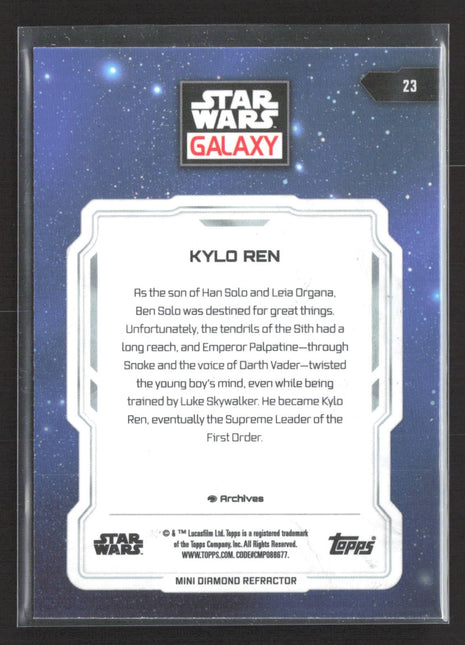 Kylo Ren - 2024 Topps Chrome Star Wars Galaxy #23 Mini Diamond Refractor