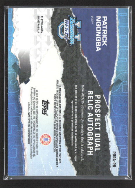 2024-25 Bowman University Best Patrick Ngongba Red Patch Auto /5 #PDRA-PN