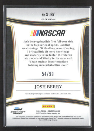 2024 Panini Select - Signatures Josh Berry #S-JBY Blue Prizm /99 Auto