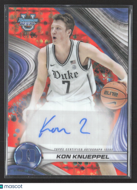 2024-25 Bowman University Best Kon Knueppel Orange Geometric Auto /25