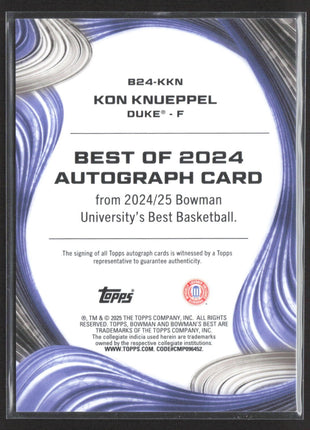 2024-25 Bowman University Best Kon Knueppel Orange Geometric Auto /25